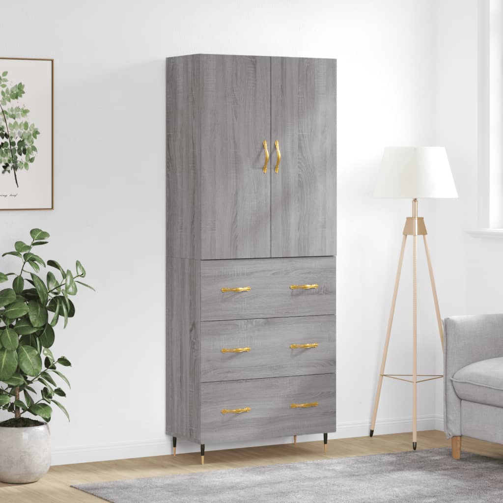 Dulap inalt, gri sonoma, 69,5x34x180 cm, lemn compozit — imaginea 2