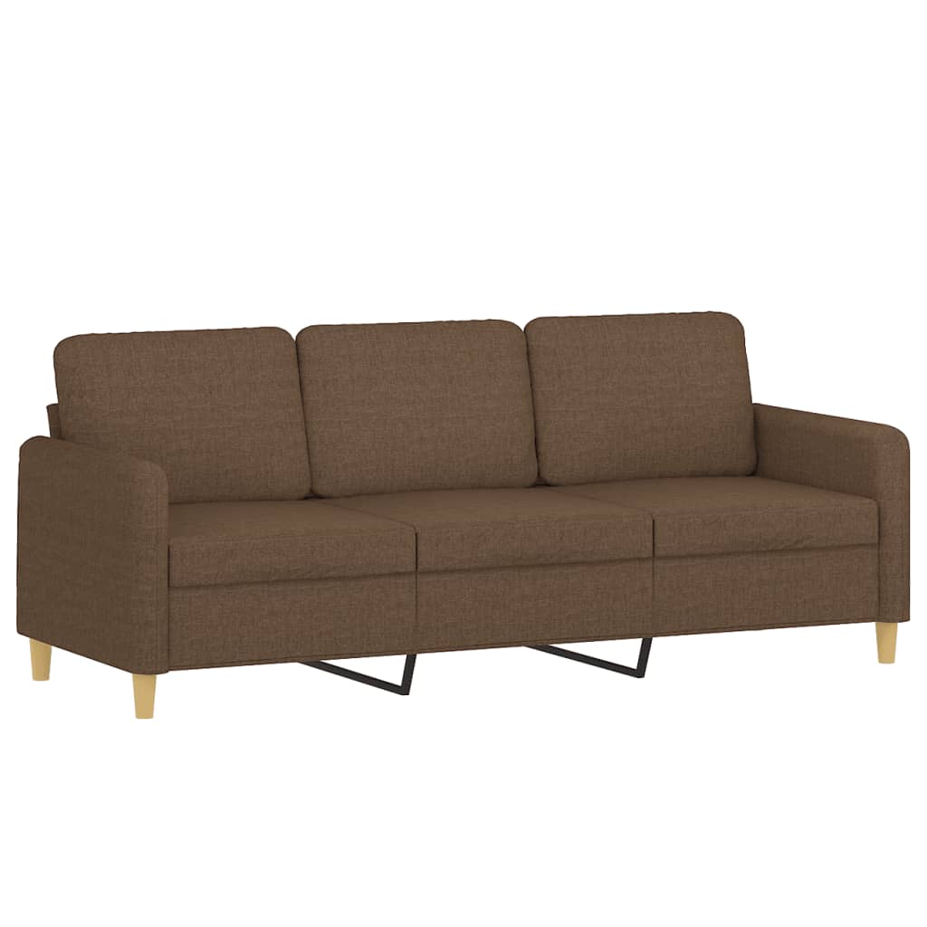 Canapea cu 3 locuri cu taburet, maro, 180 cm, material textil — imaginea 4