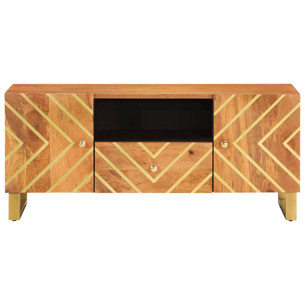Dulap TV maro si negru 105x33,5x46 cm lemn masiv de mango — imaginea 4