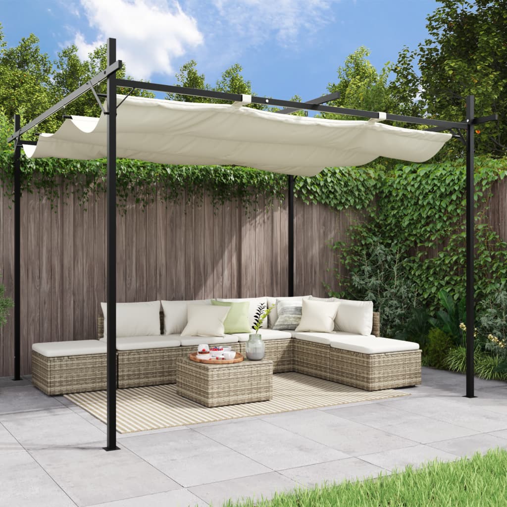 Pergola cu acoperis retractabil, crem, 295x292x230 cm — imaginea 2