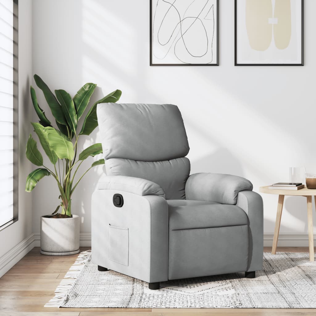 Fotoliu rabatabil, gri deschis, material textil — imaginea 2