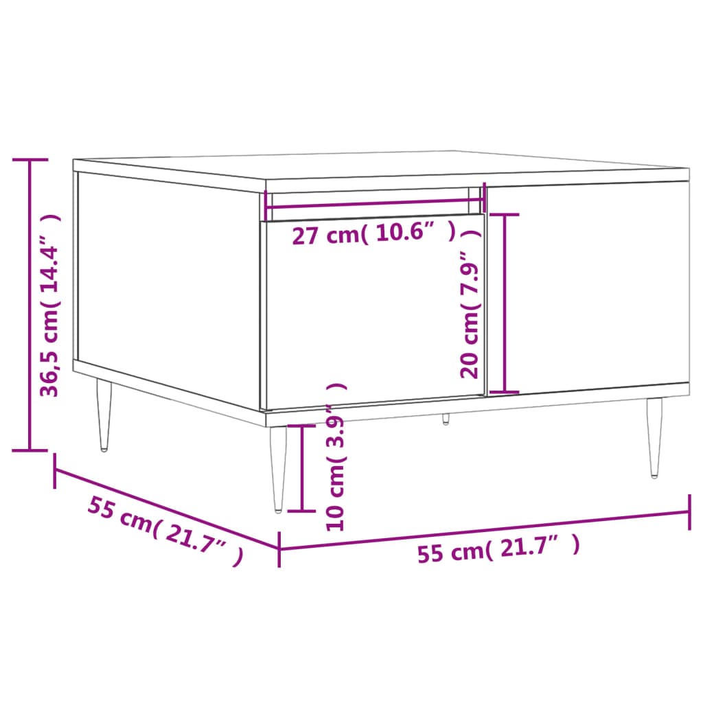 Masuta de cafea, negru, 55x55x36,5 cm, lemn prelucrat — imaginea 11
