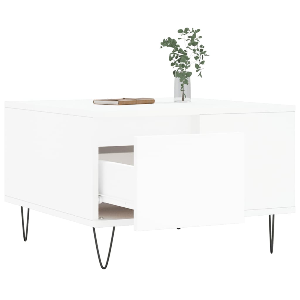 Masuta de cafea, alb, 55x55x36,5 cm, lemn prelucrat — imaginea 4