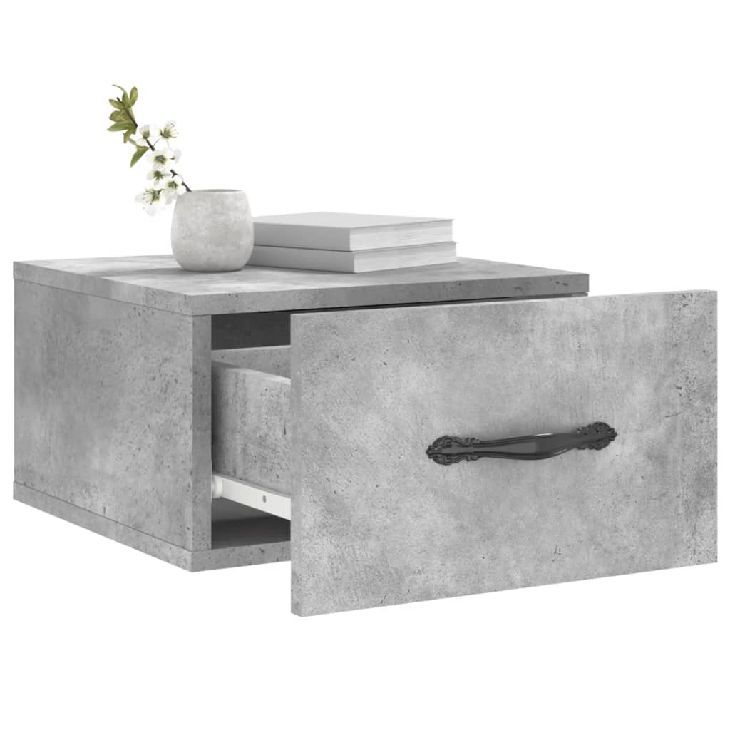 Noptiere montate pe perete 2 buc. gri beton 35x35x20 cm — imaginea 4