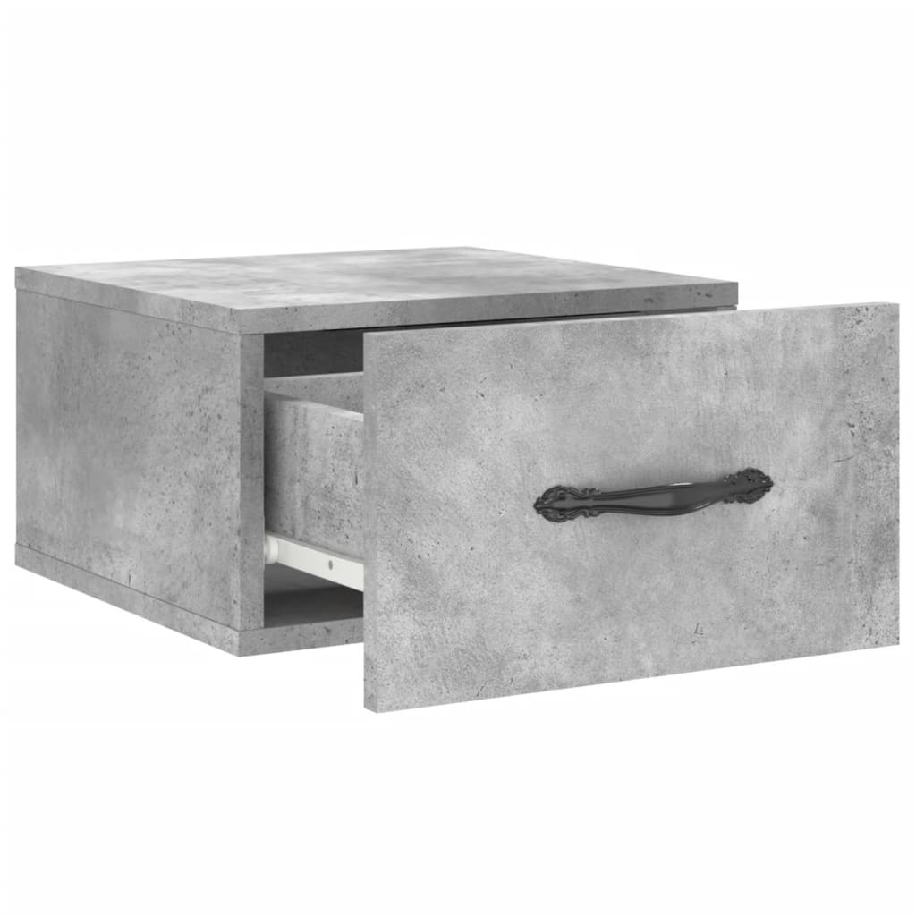 Noptiere montate pe perete 2 buc. gri beton 35x35x20 cm — imaginea 7