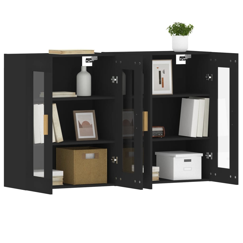 Dulapuri montate pe perete, 2 buc, negru, lemn prelucrat — imaginea 4