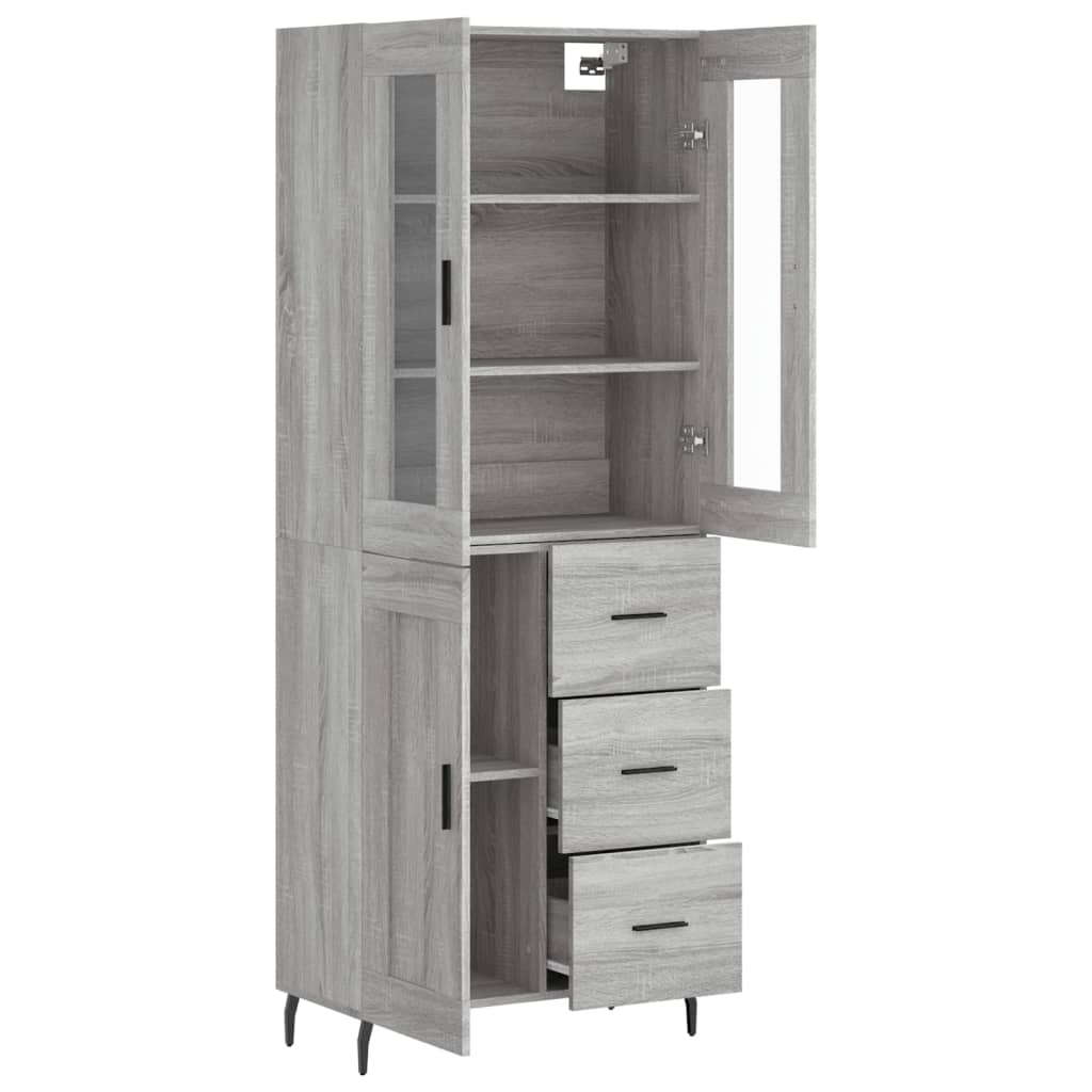 Dulap inalt, gri sonoma, 69,5x34x180 cm, lemn compozit — imaginea 4
