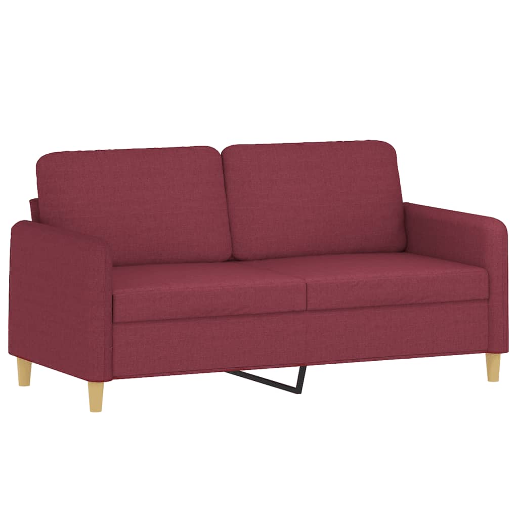Canapea cu 2 locuri cu pernute, rosu vin, 140 cm, textil — imaginea 4