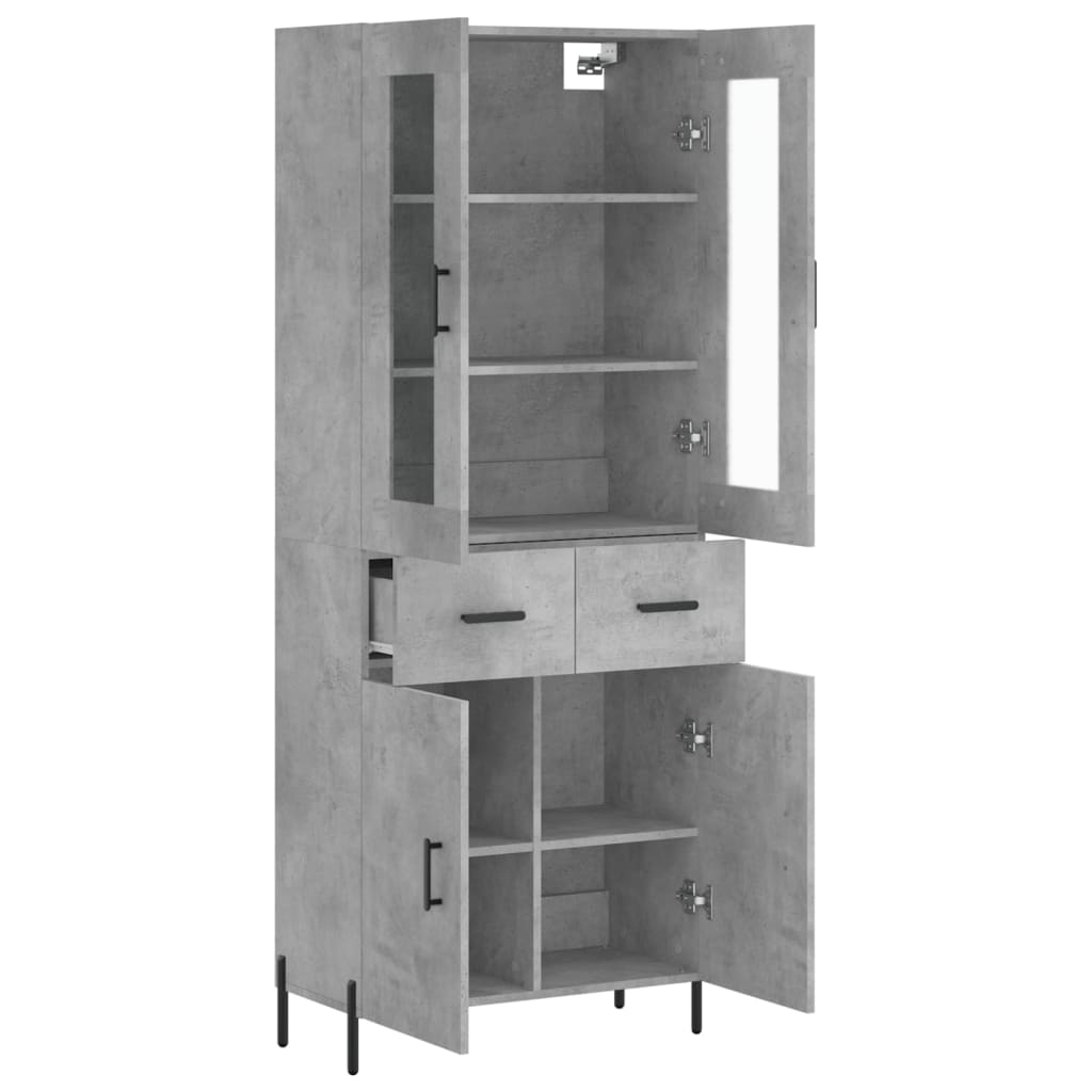 Dulap inalt, gri beton, 69,5x34x180, lemn compozit — imaginea 4