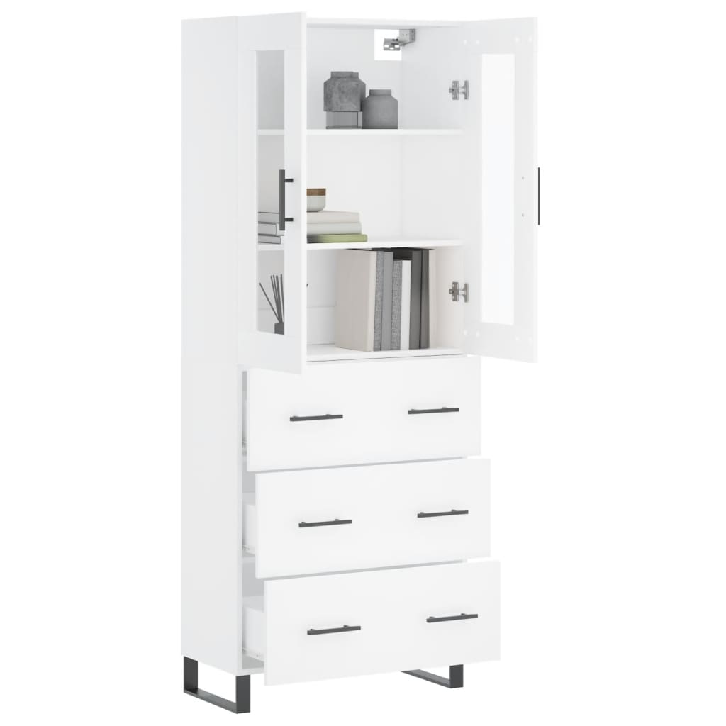 Dulap inalt, alb, 69,5x34x180 cm, lemn compozit — imaginea 3