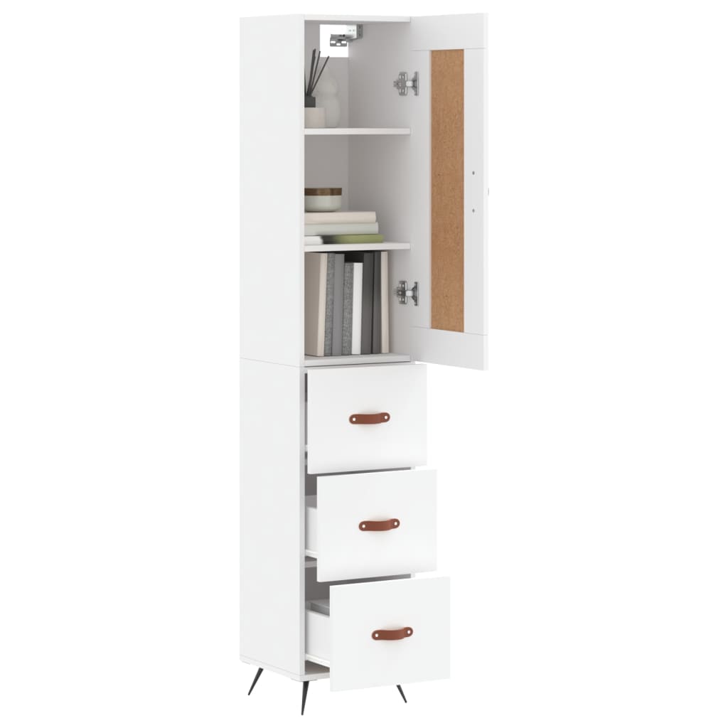 Dulap inalt, alb, 34,5x34x180 cm, lemn prelucrat — imaginea 3