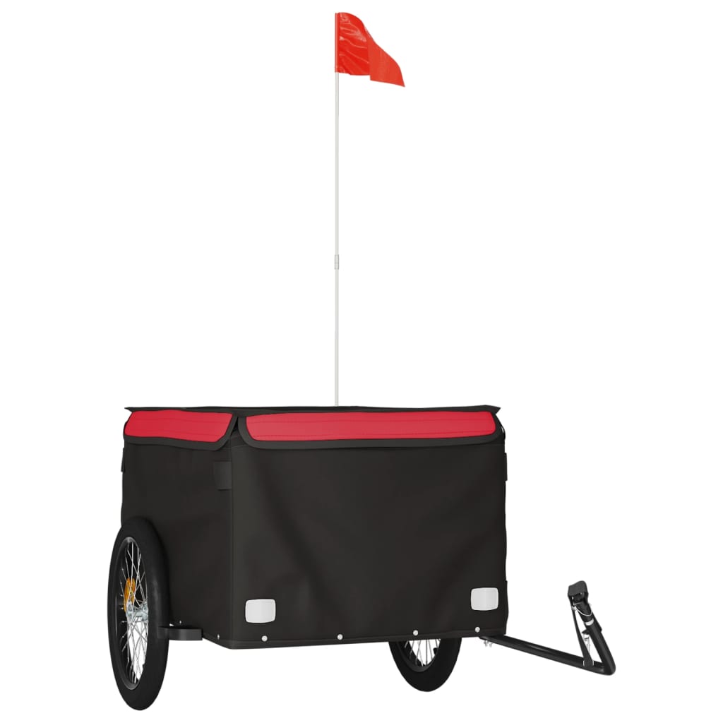Remorca pentru biciclete, negru și rosu, 45 kg, fier, mărime 134x69x59 cm
