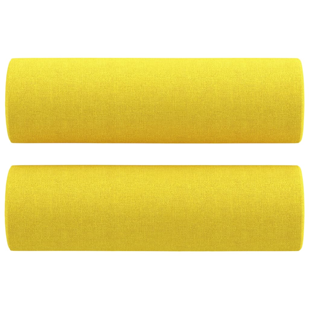 Canapea cu 2 locuri cu pernute, galben deschis, 140 cm, textil — imaginea 5
