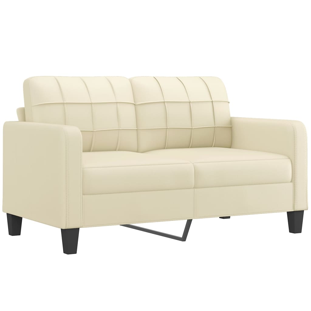 Canapea cu 2 locuri cu pernute, crem, 140 cm, piele ecologica — imaginea 4