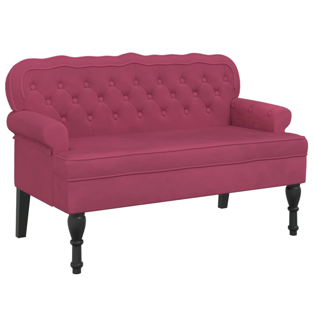 Bancheta cu spatar, rosu vin, 119,5x64,5x75 cm, catifea