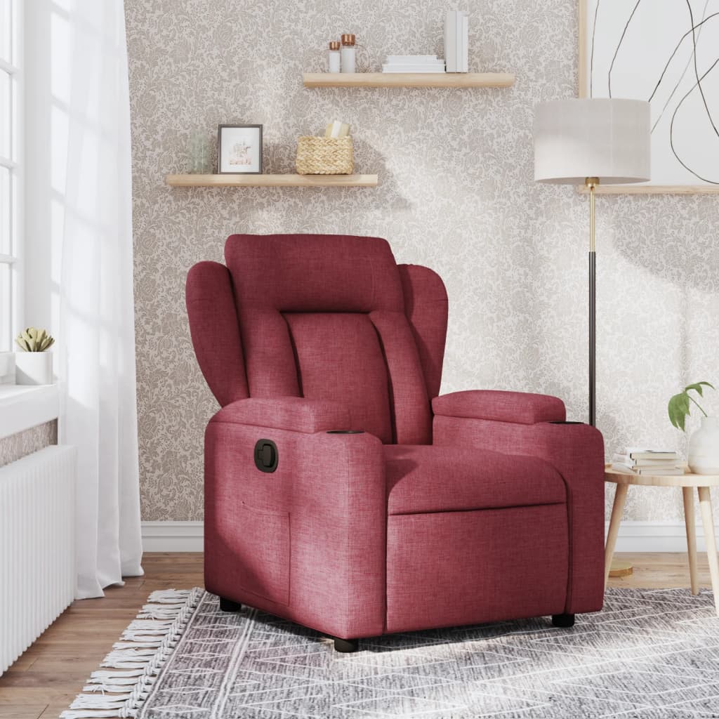 Fotoliu rabatabil, rosu vin, material textil — imaginea 2