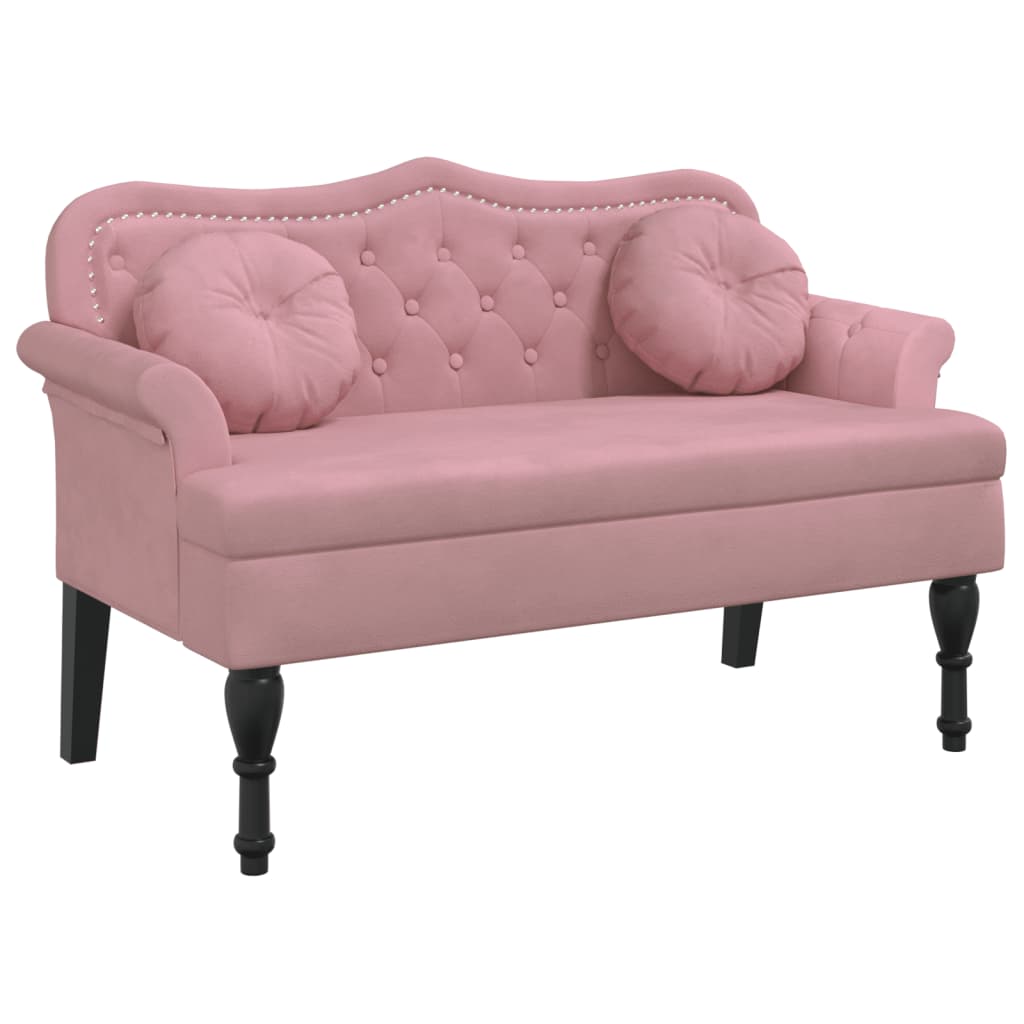 Bancheta cu perne roz, 120,5x65x75 cm, catifea