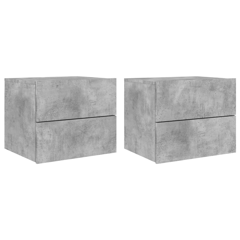 Noptiere montate pe perete cu lumini LED, 2 buc., gri beton