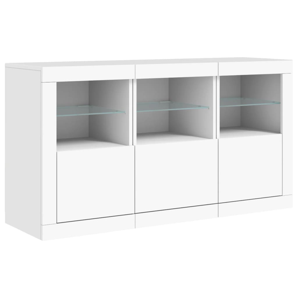 Servanta cu lumini LED, alb, 123x37x67 cm — imaginea 5