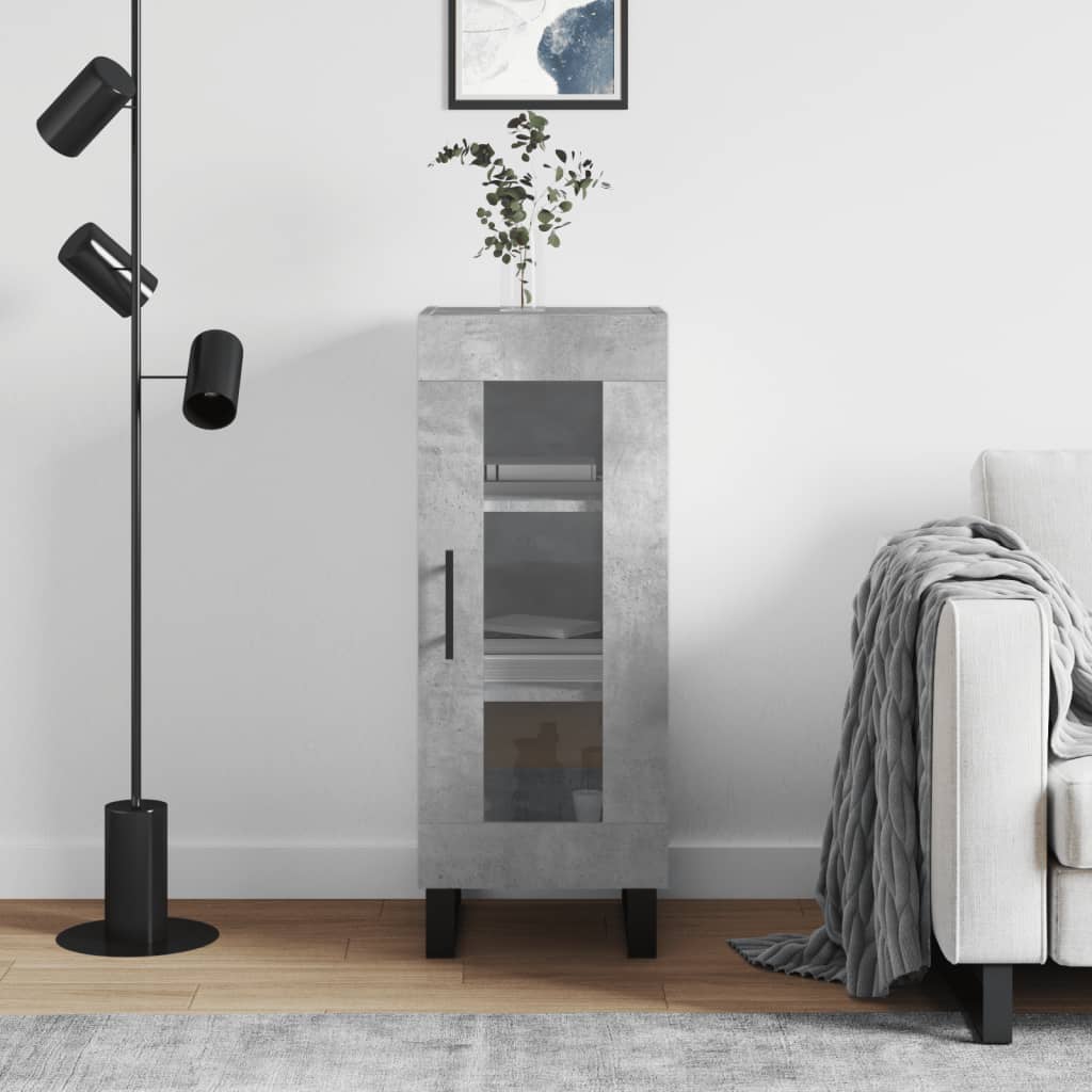 Servanta, gri beton, 34,5x34x90 cm, lemn compozit — imaginea 2
