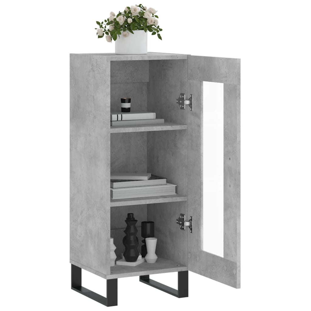 Servanta, gri beton, 34,5x34x90 cm, lemn compozit — imaginea 4