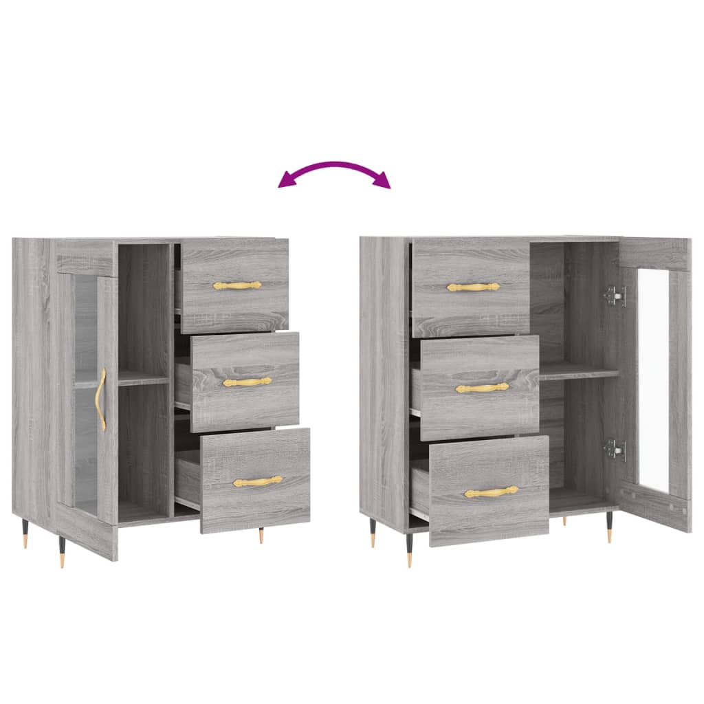 Servanta, gri sonoma, 69,5x34x90 cm, lemn compozit — imaginea 9