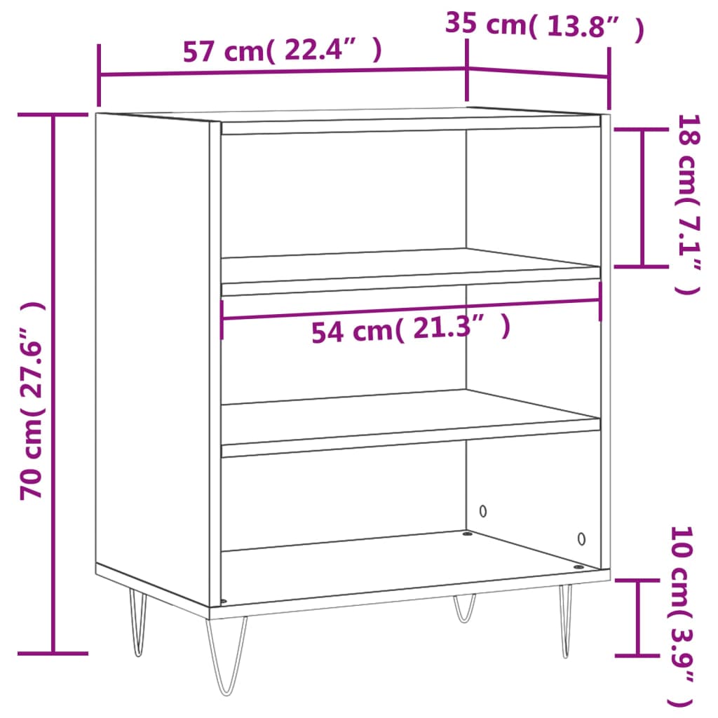 Servanta, gri beton, 57x35x70 cm, lemn compozit — imaginea 9