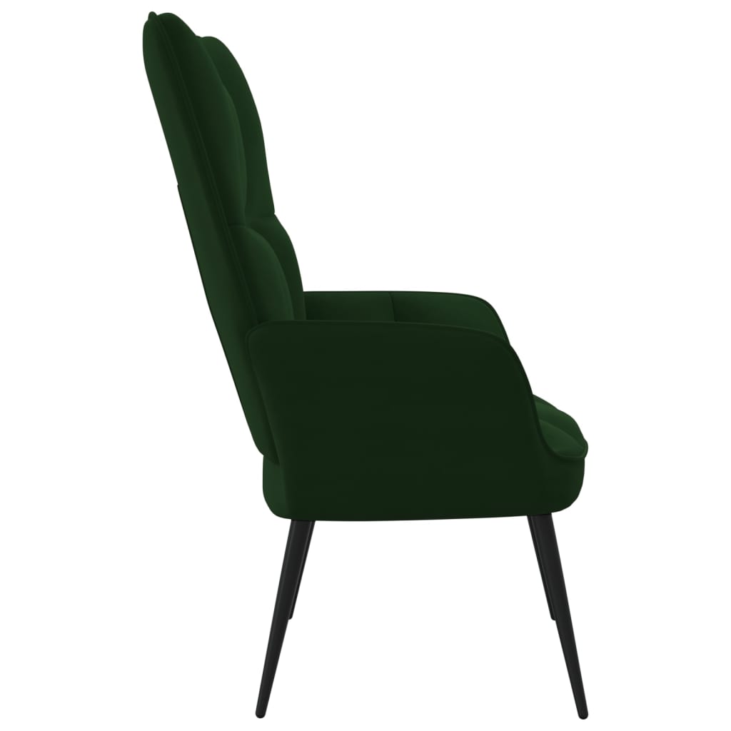 Fotoliu de relaxare, verde inchis, catifea — imaginea 3