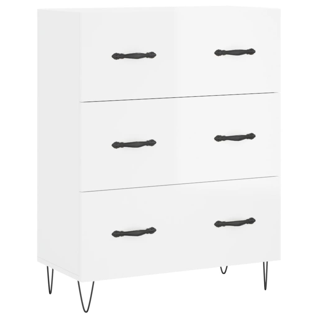 Servanta, alb extralucios, 69,5x34x90 cm, lemn compozit