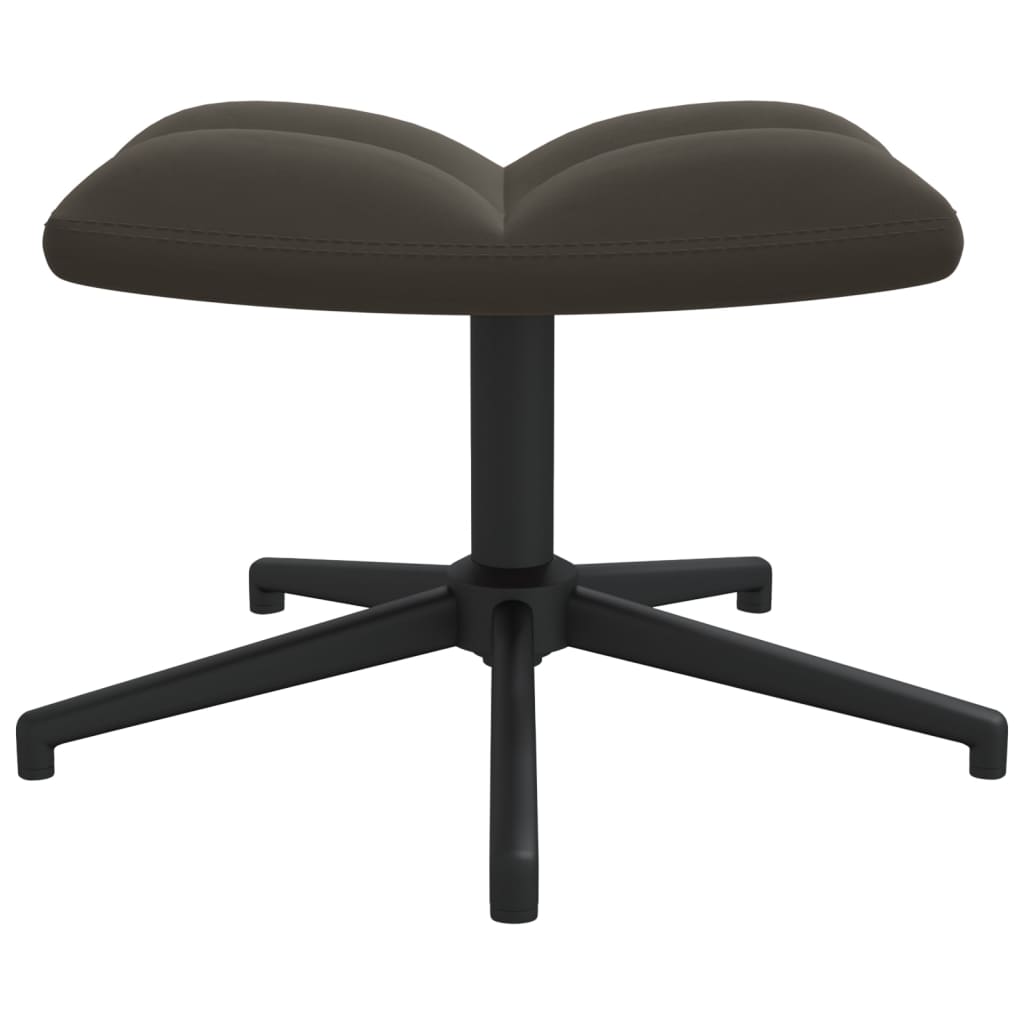 Fotoliu de relaxare cu taburet, gri inchis, catifea — imaginea 7