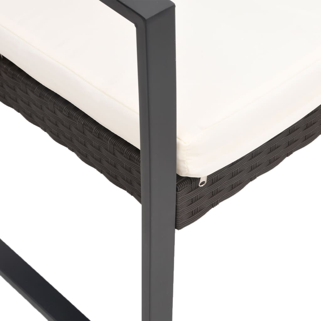 Set mobilier de gradina cu perne, 5 piese, maro, PP ratan — imaginea 4
