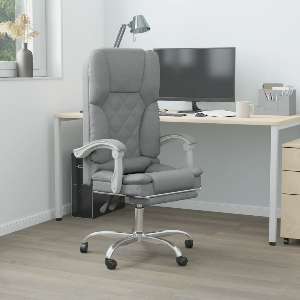Scaun de birou rabatabil cu masaj, gri deschis, textil — imaginea 2
