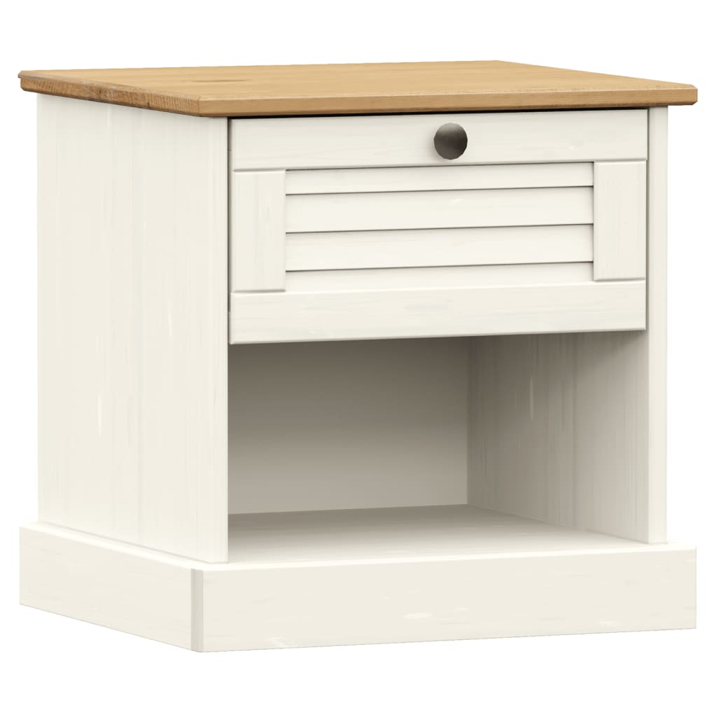 Noptiera VIGO, alb, 42x35x42 cm, lemn masiv de pin