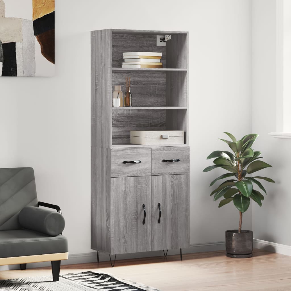 Dulap inalt, gri sonoma, 69,5x34x180 cm, lemn compozit — imaginea 2