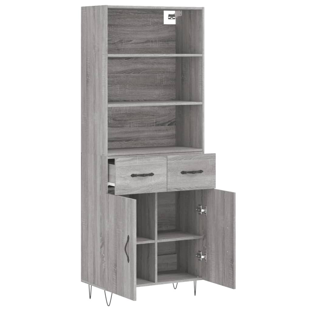 Dulap inalt, gri sonoma, 69,5x34x180 cm, lemn compozit — imaginea 4