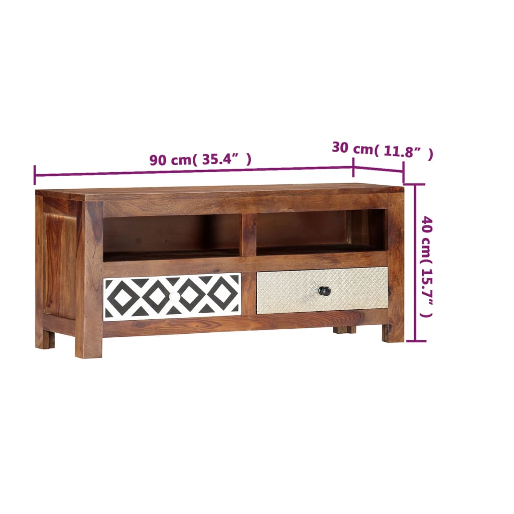 Comoda TV, 90 x 30 x 40 cm, lemn masiv de sheesham — imaginea 7