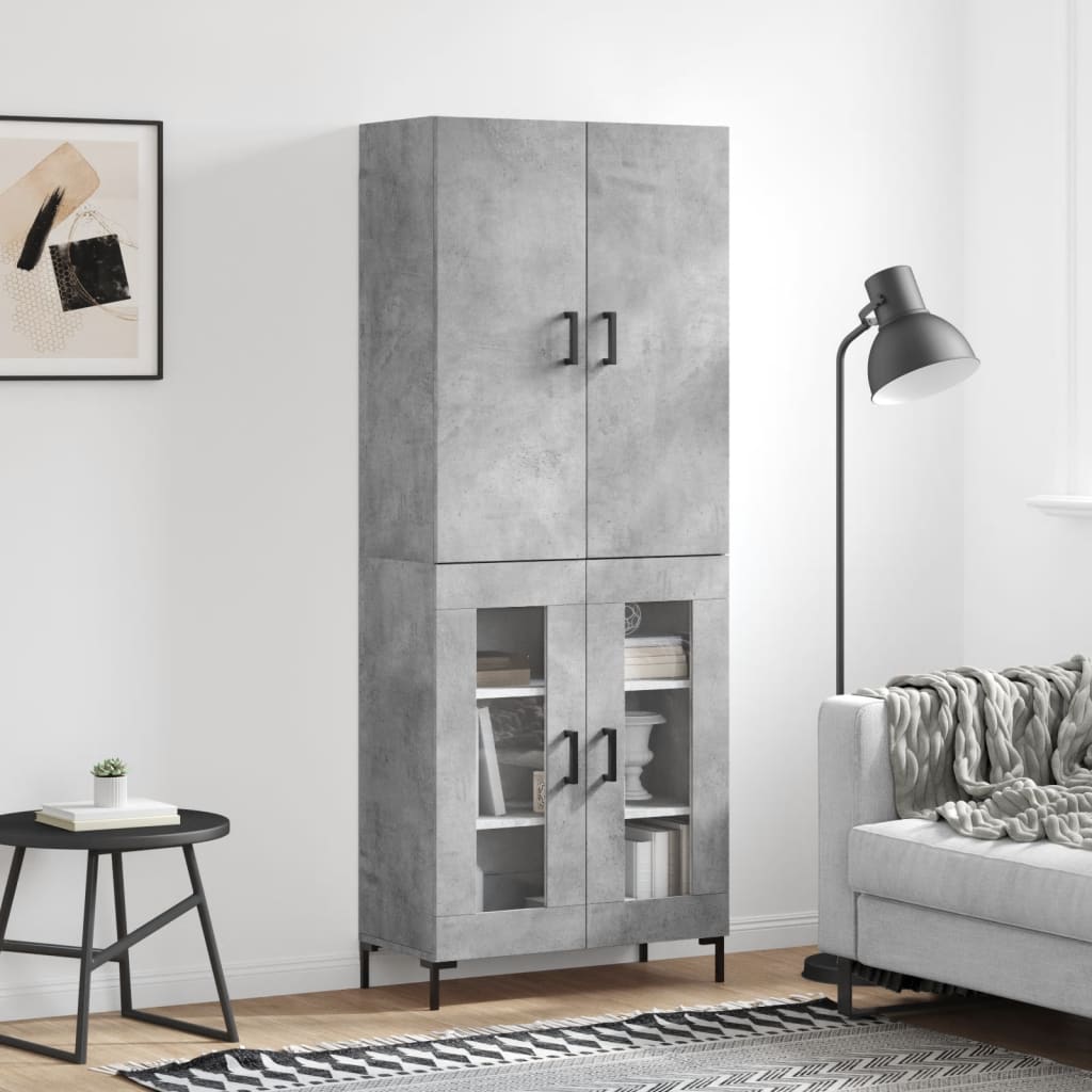 Dulap inalt, gri beton, 69,5x34x180, lemn compozit — imaginea 2