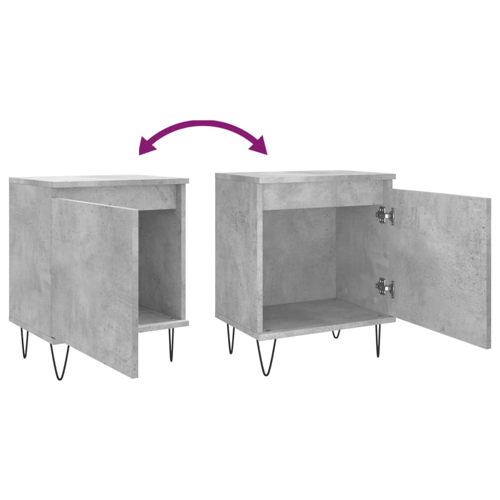 Noptiere, 2 buc., gri beton, 40x30x50 cm, lemn compozit — imaginea 9