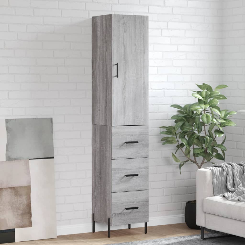 Dulap inalt, gri sonoma, 34,5x34x180 cm, lemn prelucrat — imaginea 2