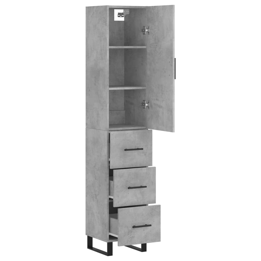Dulap inalt, gri beton, 34,5x34x180 cm, lemn prelucrat — imaginea 4