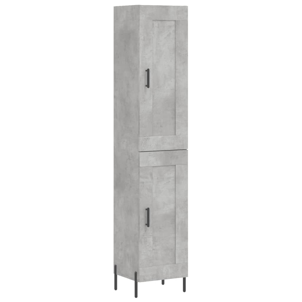 Dulap inalt, gri beton, 34,5x34x180 cm, lemn prelucrat