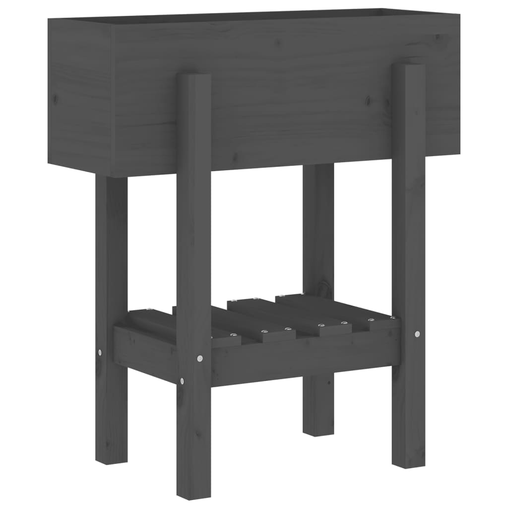 Jardiniera de gradina, gri, 62x30x69 cm, lemn masiv pin — imaginea 4