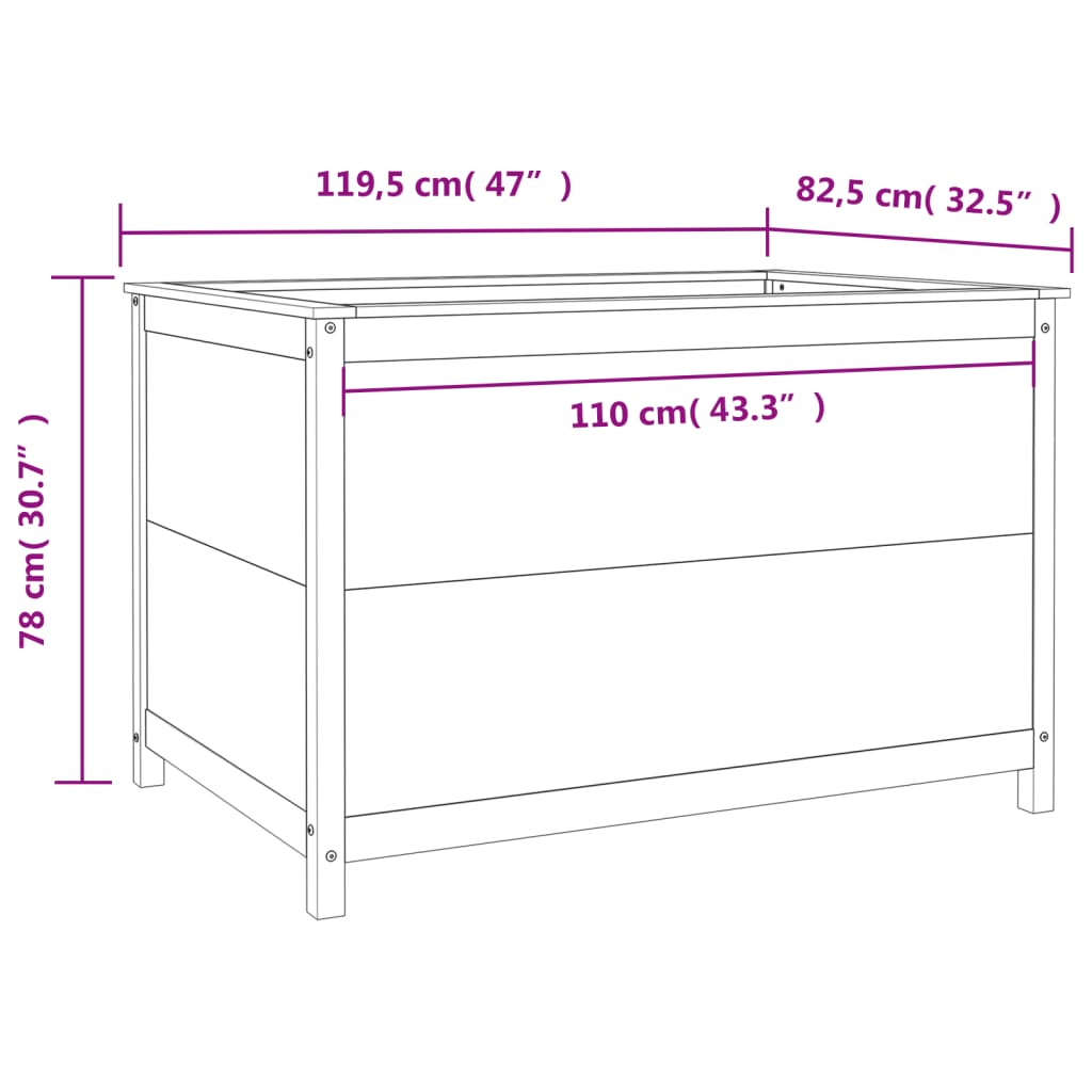 Strat inaltat de gradina, alb, 119,5x82,5x78 cm, lemn masiv pin — imaginea 9