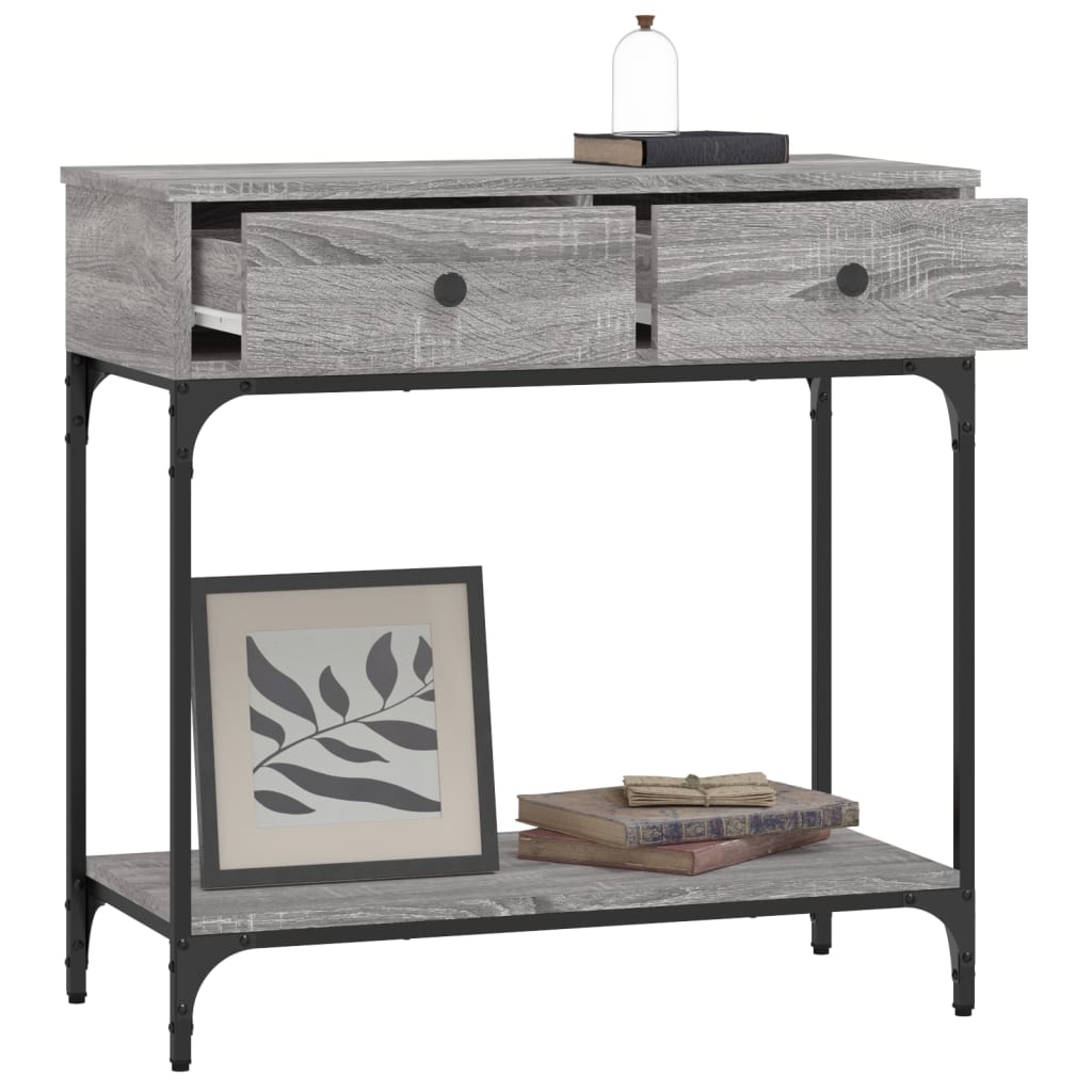 Masa consola, gri sonoma, 75x34,5x75 cm, lemn prelucrat — imaginea 4
