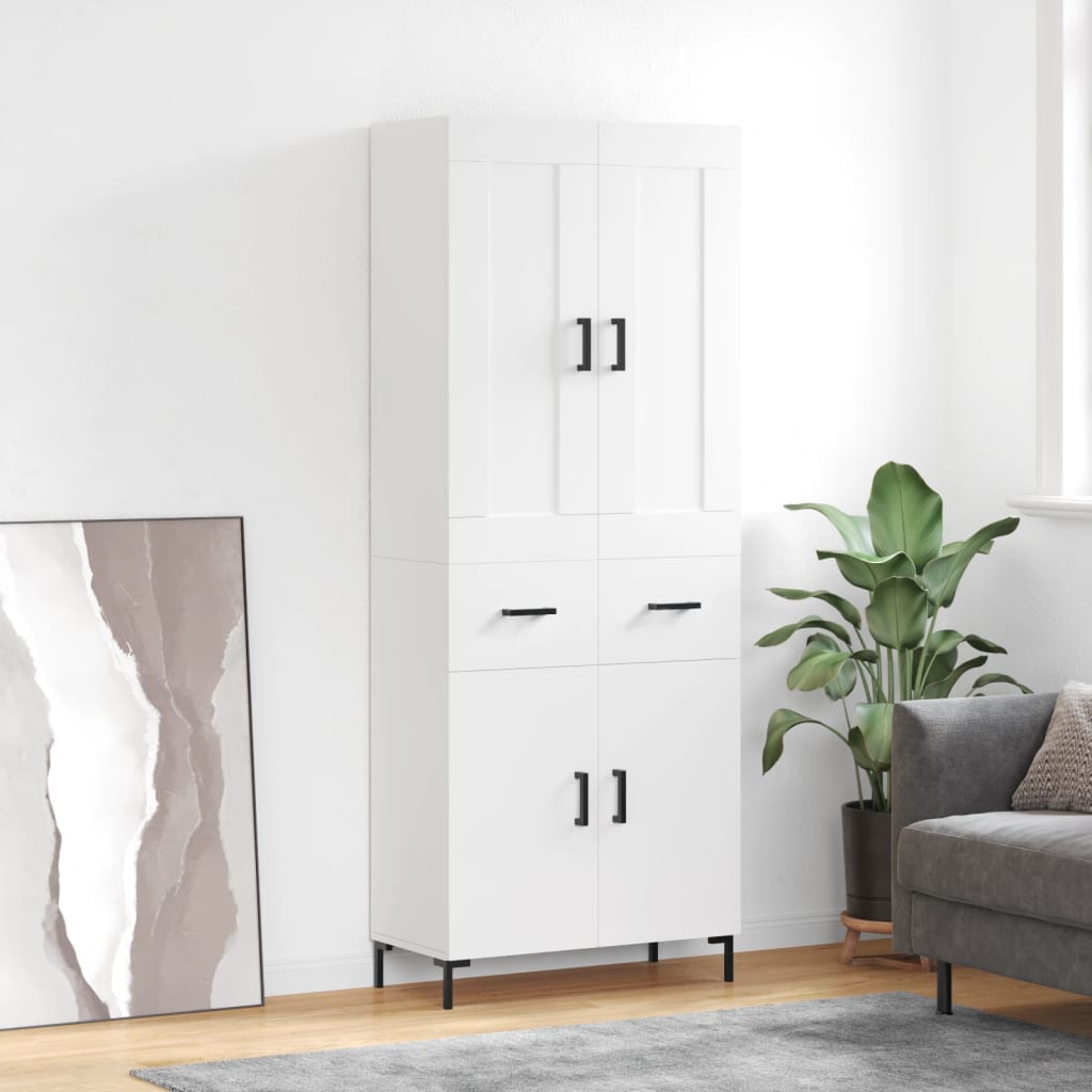 Dulap inalt, alb, 69,5x34x180 cm, lemn compozit — imaginea 2