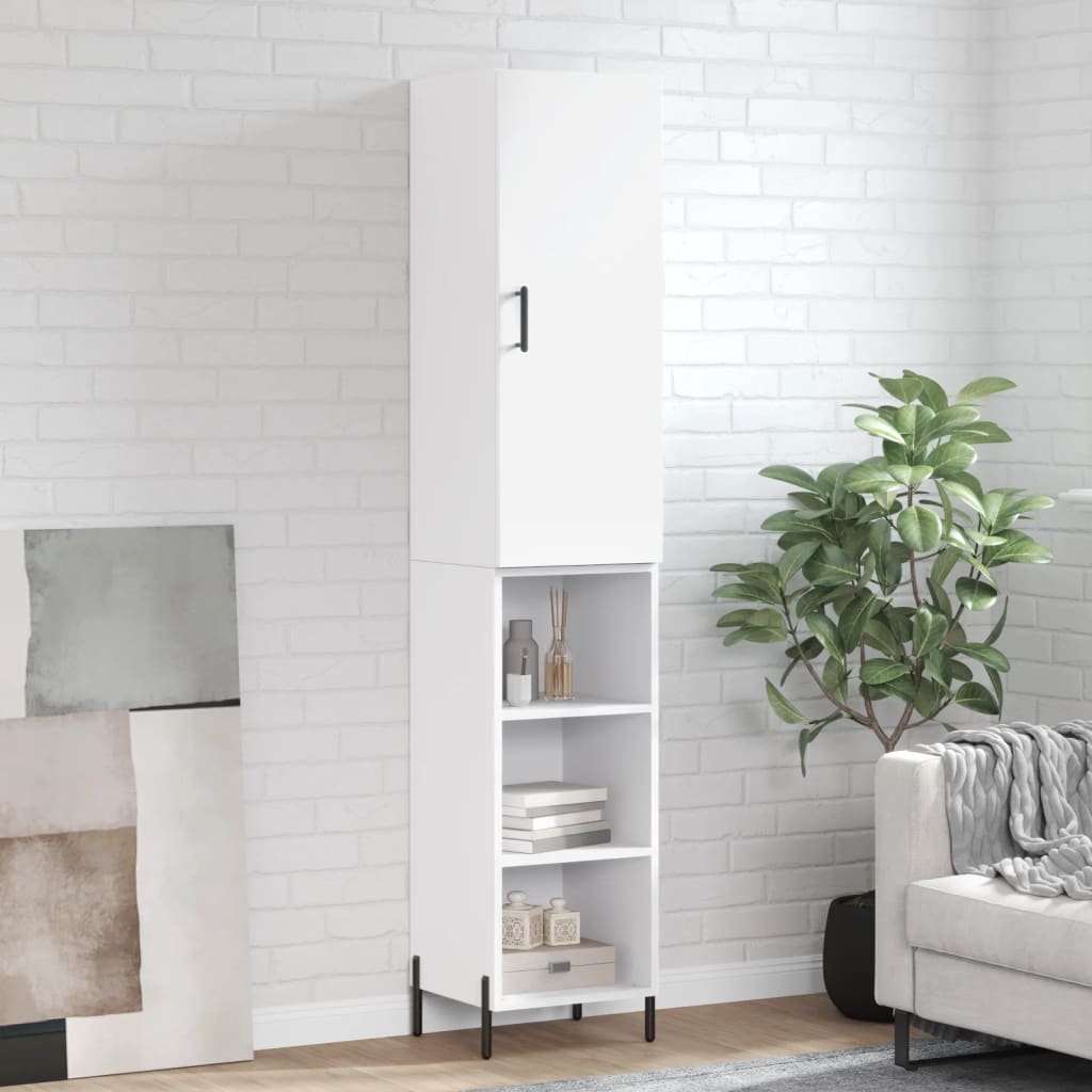 Dulap inalt, alb, 34,5x34x180 cm, lemn prelucrat — imaginea 2