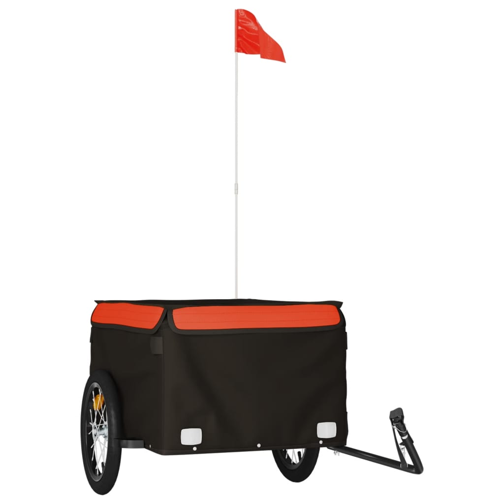 Remorca pentru biciclete, negru și portocaliu, 45 kg, fier, mărime 124x62.5x52 cm