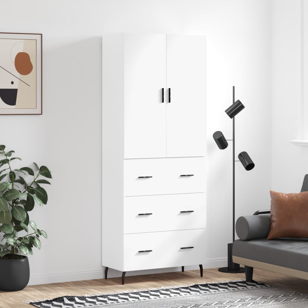 Dulap inalt, alb, 69,5x34x180 cm, lemn compozit — imaginea 2