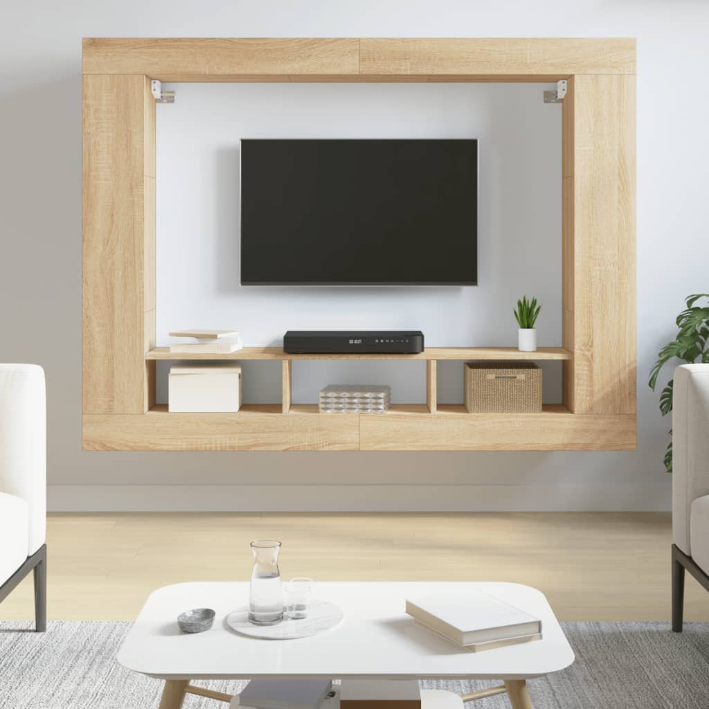 Comoda TV, stejar sonoma, 152x22x113 cm, lemn compozit — imaginea 2