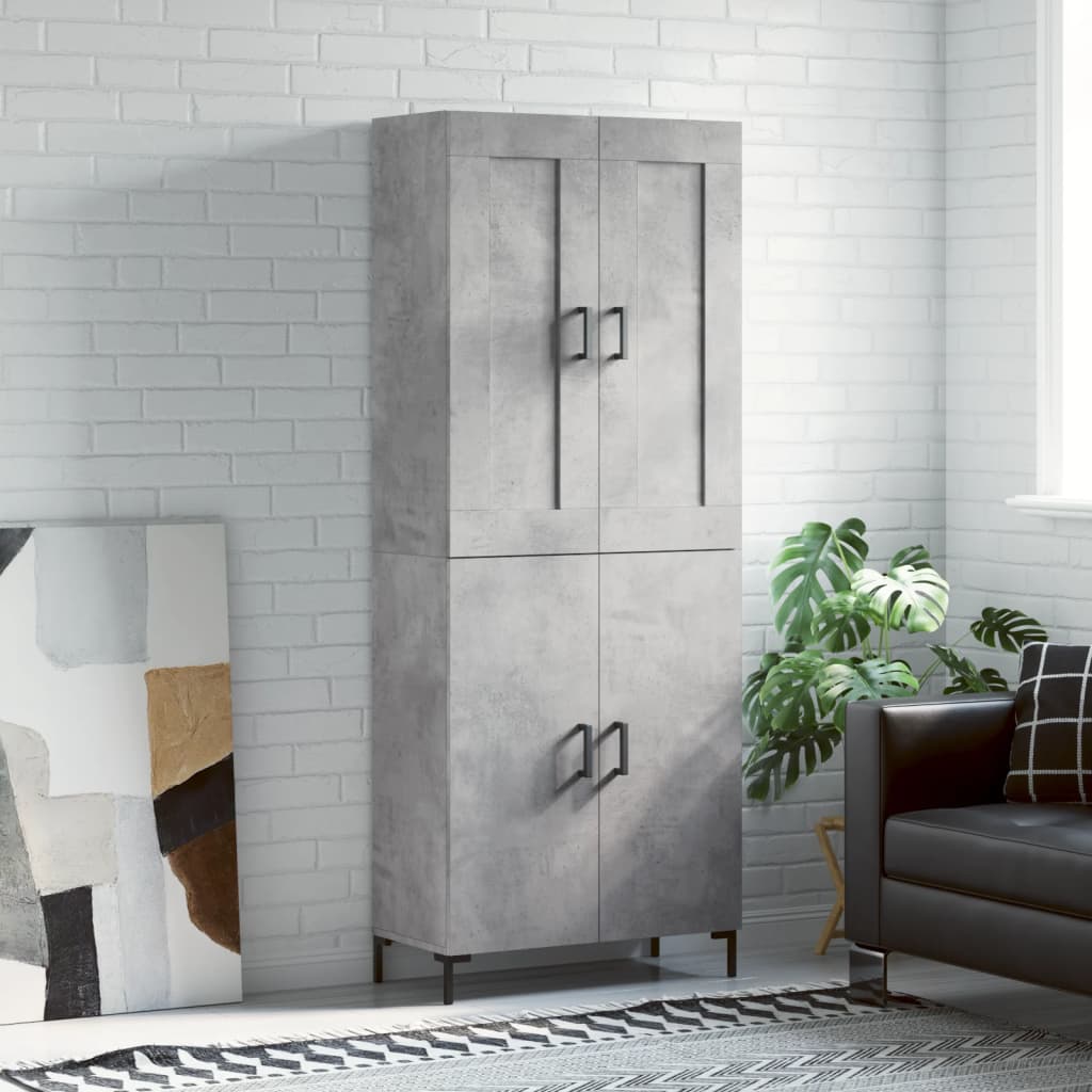Dulap inalt, gri beton, 69,5x34x180, lemn compozit — imaginea 2